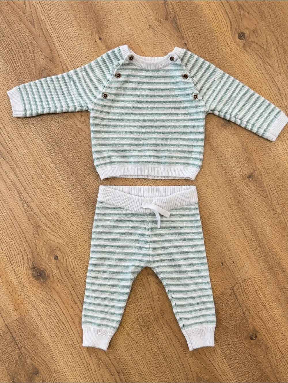 Janie and Jack Baby Knit Sweater & Pants Set Green Stripe 3–6 Months